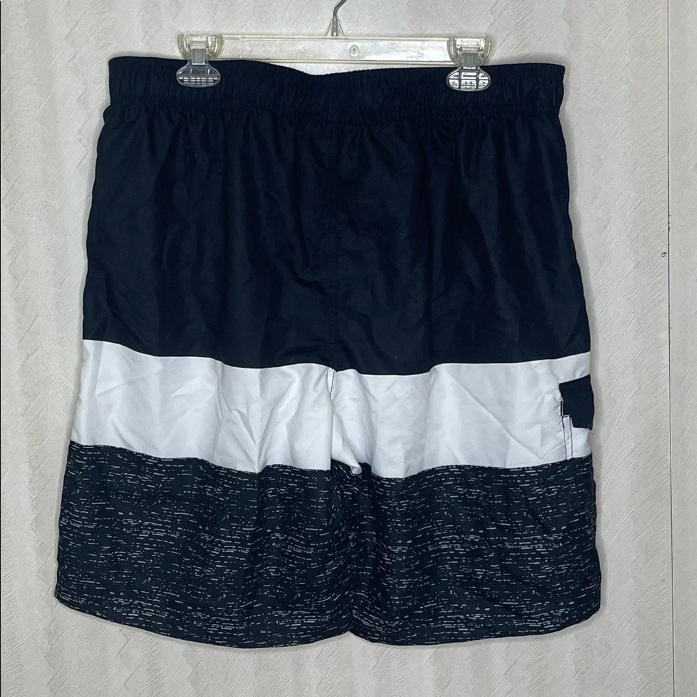 🆕 MANIFINITY Men's Navy and White Striped Seim Shorts Size XXL
